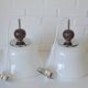 1 of 2 vintage white glass pendant light MCM hanging lamp Yugoslavia 1970's