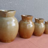 Set of 4 pitchers, CNP, Grès Village France.