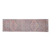 1970s Turkish Oushak Handmade Wool Cotton Pink Area Rug 90x377