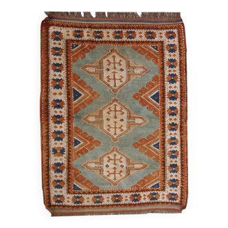 Tapis vintage fait main Kazak caucasien 130cm x 170cm (1970s)