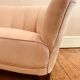 1940s Danish Banana Shaped Scalloped Sofa in Blush Pink
