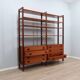 Mid-century modular teak bookcase with drawers and shelves Italy 1960s