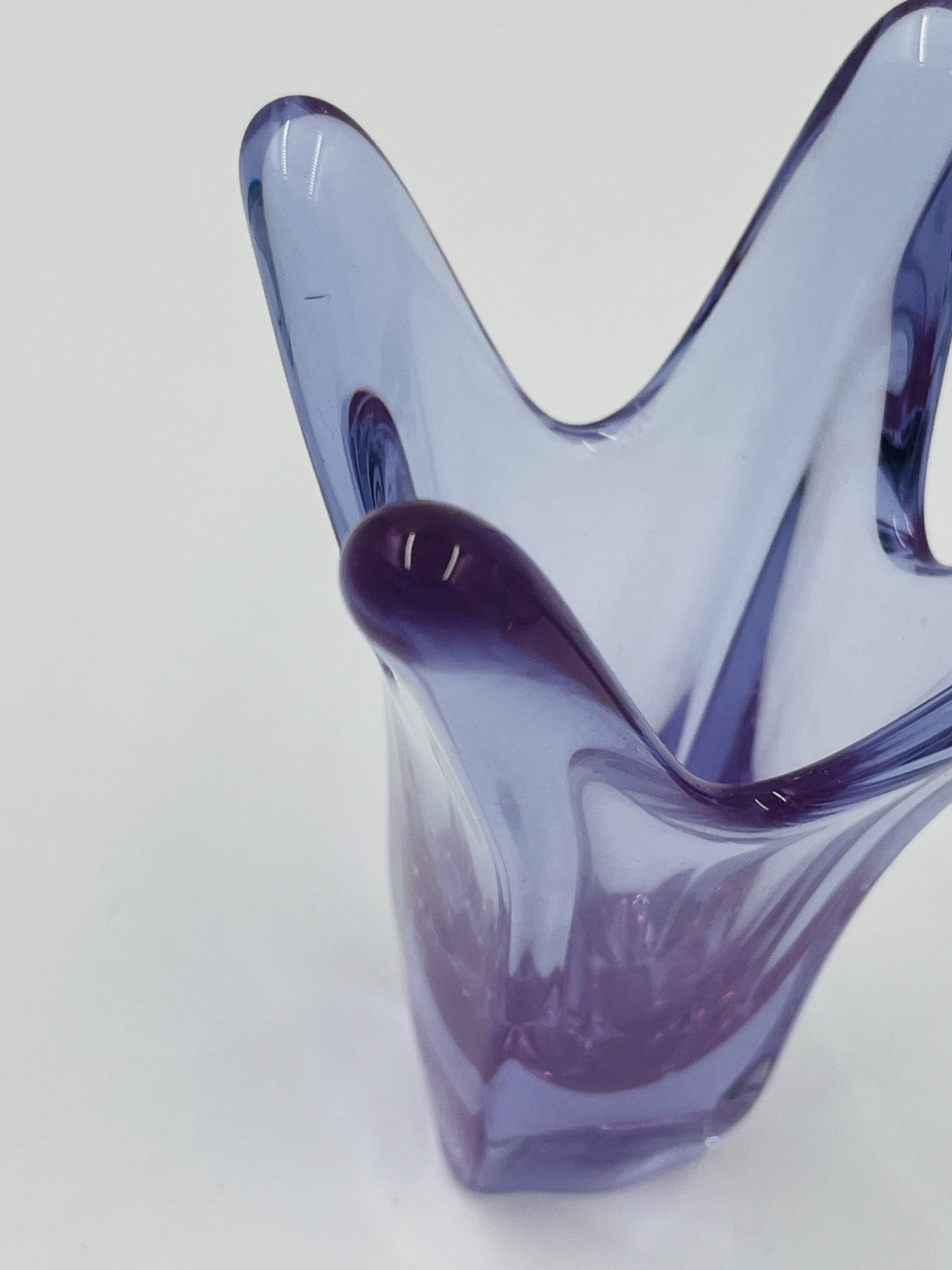 Vintage Murano Crystal Finger Vase Purple