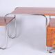 Czech Bauhaus Writing Desk in Walnut and Chrome attributed to Robert Slezak for Slezak Factories, 1940s
