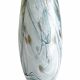 Blown glass vase marbled in white, water green, and with golden inclusions –