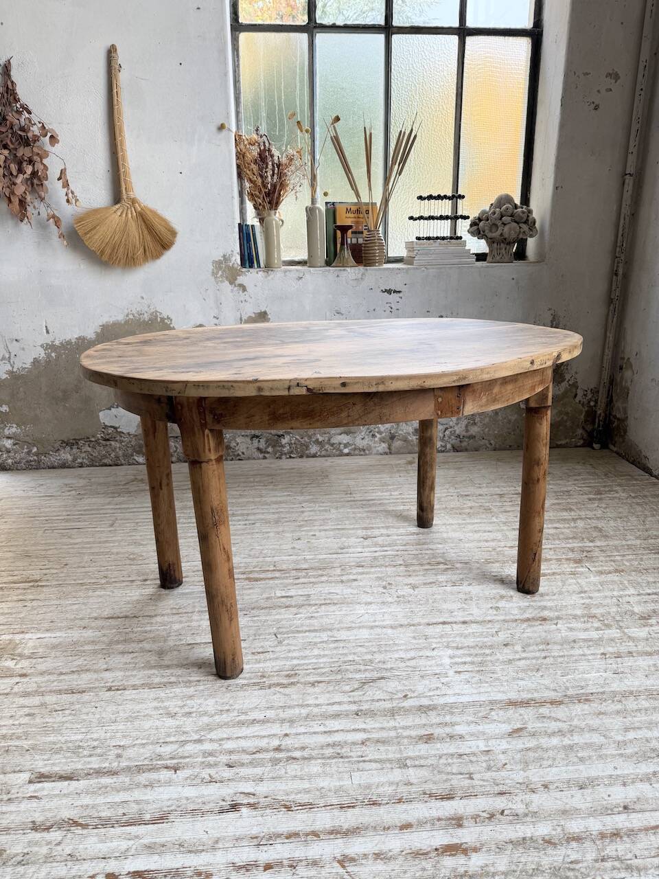 Oval walnut farmhouse table