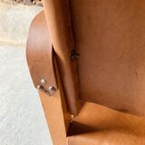 Safari armchair in wood and leather -1950's