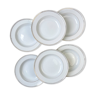 6 vintage white gold porcelain dinner plates BAVARIA model "Annabell"