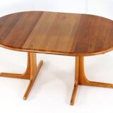 Round Danish 1x extendable teak dining table 'Kalundborg'