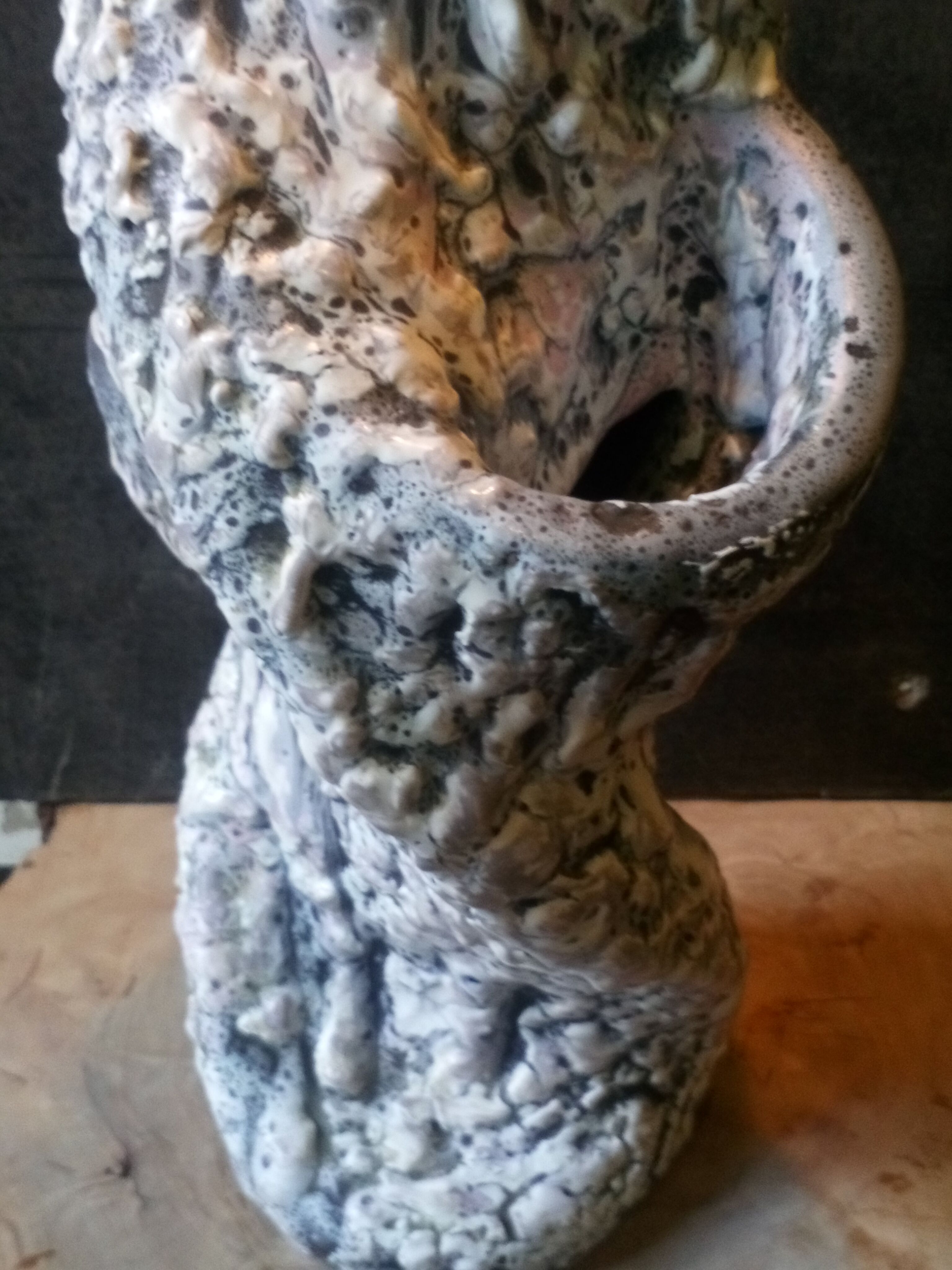 Louis Giraud's twisted double vase in Vallauris ceramic foam