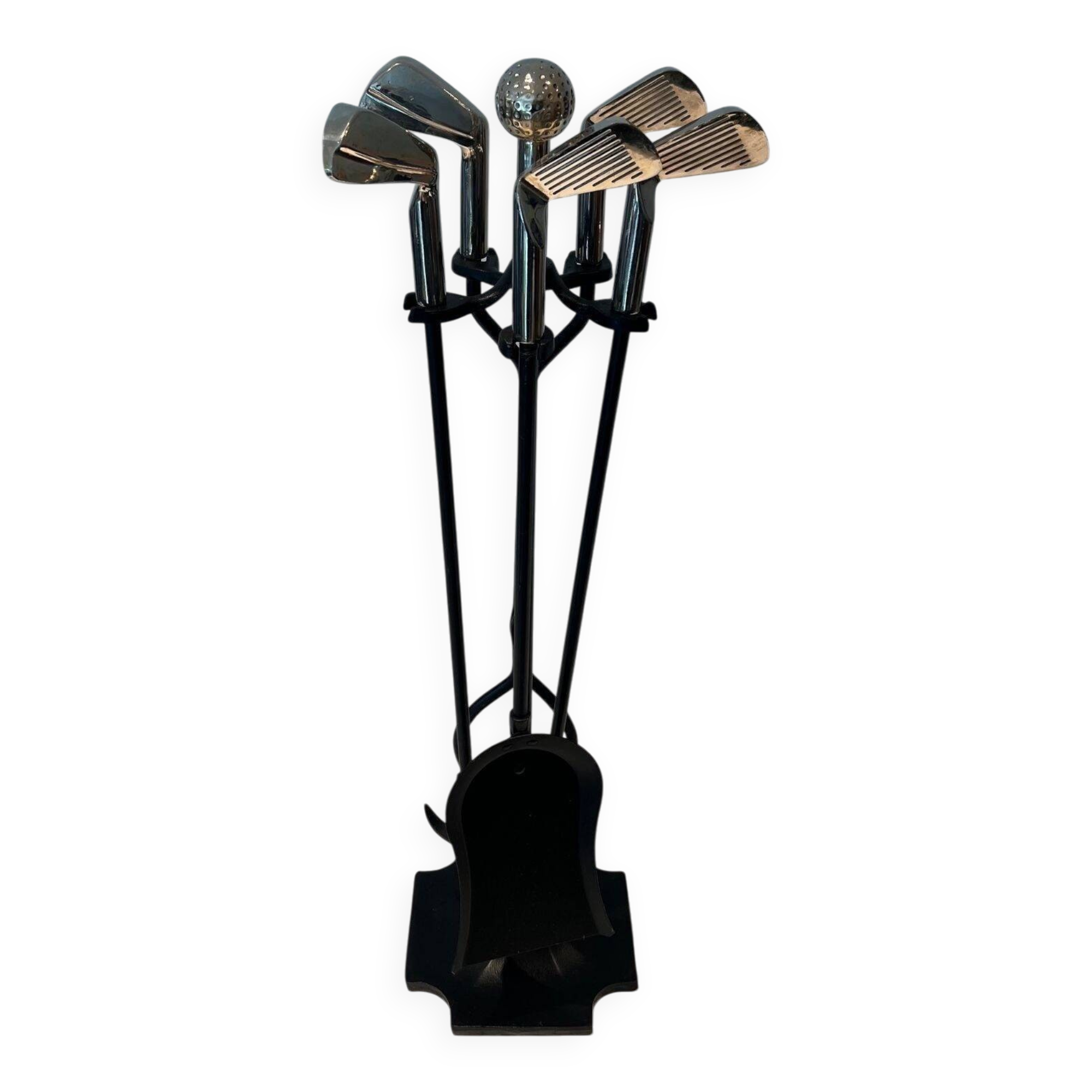 Fire Necessary Golf Model in Black Lacquered Metal and Chrome Golf Clubs