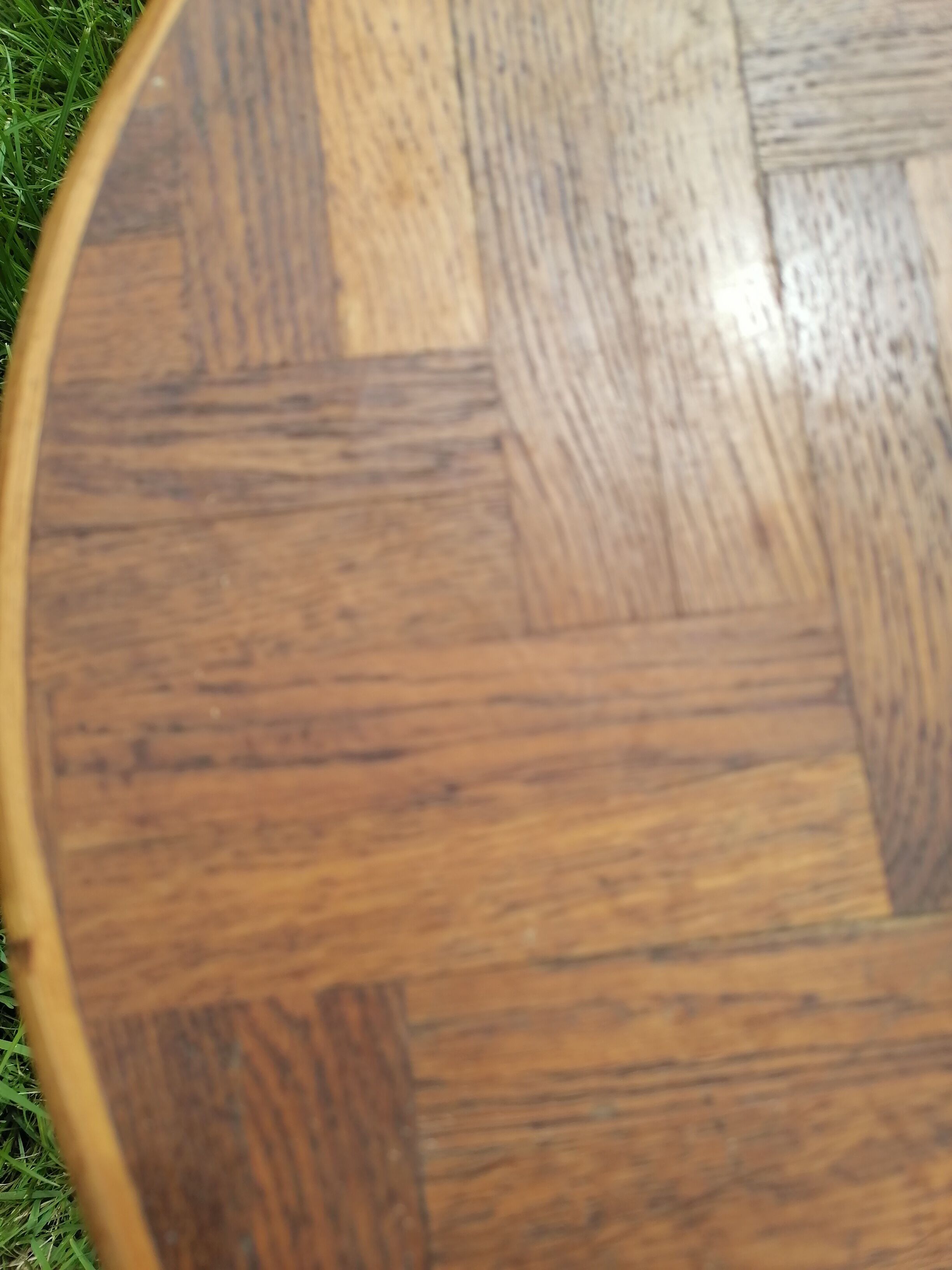 Rattan coffee table marquetry 1960