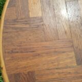 Rattan coffee table marquetry 1960