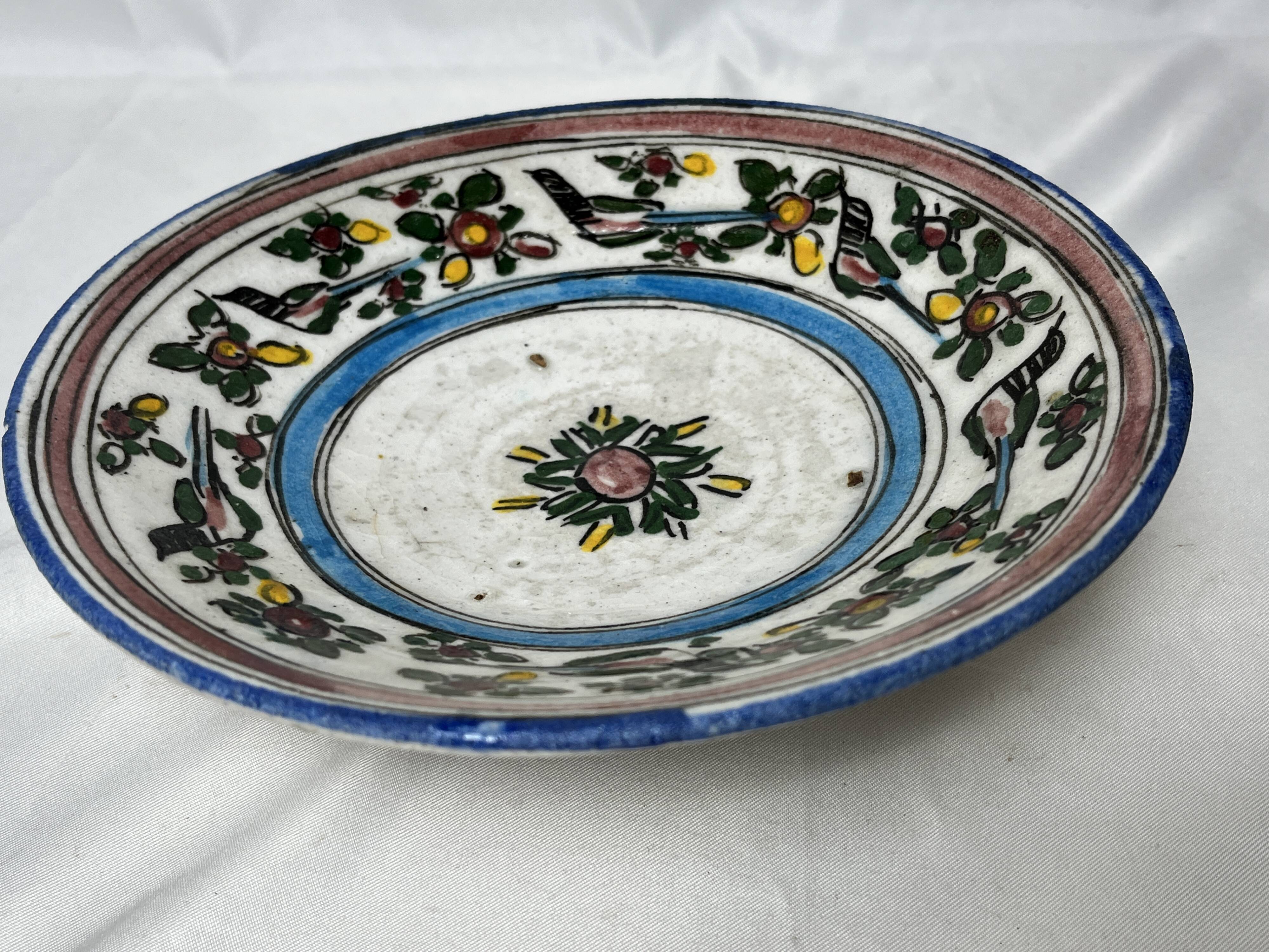 Qadjar, siliceous ceramic plate Persia Iran 18th century