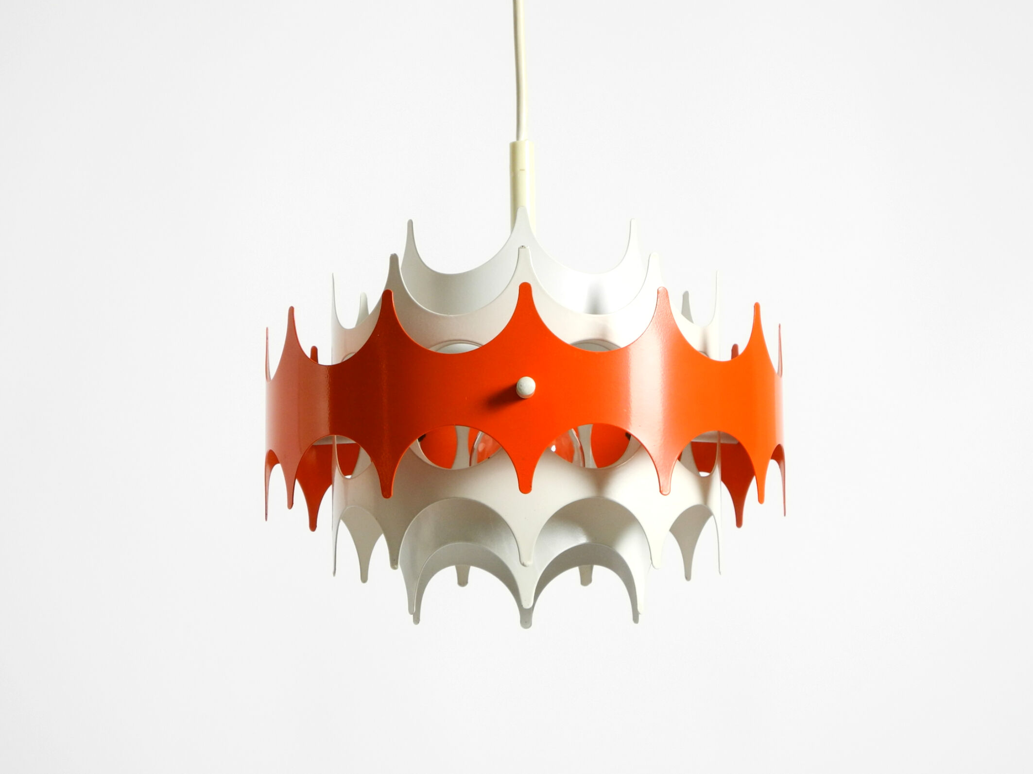 Beautiful small original 1960s Space Age metal pendant lamp by Doria