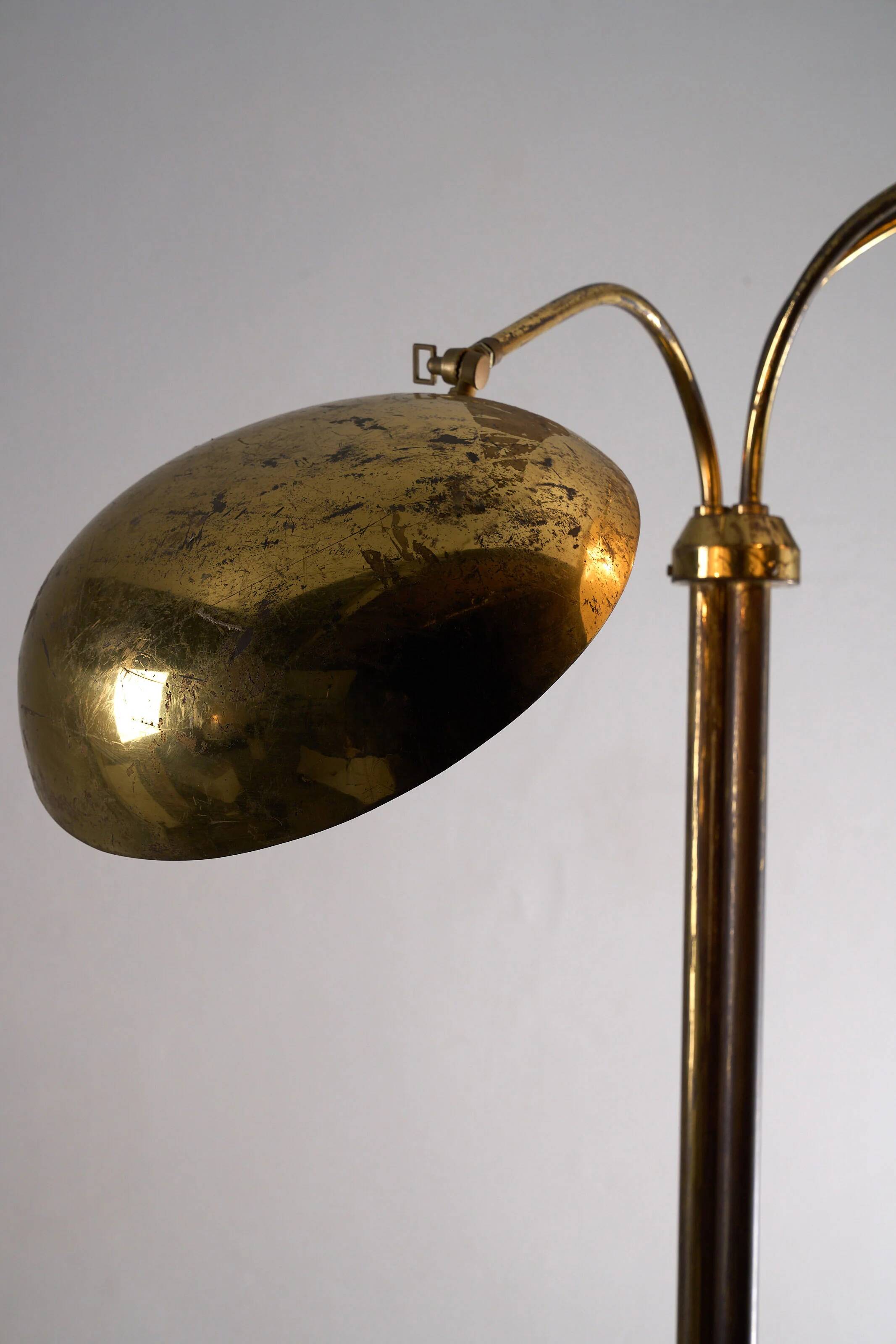 Mid-century Russian floor lamp with three adjustable brass shades