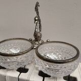 Crystal bowls joined by "swan neck" creation.