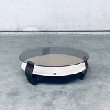 Mid-Century Modern Dutch Wenge & Smoke Glass Coffee Table, Netherlands, 1960s