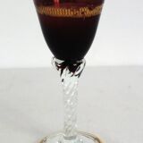 6 multicolored aperitif glasses with twisted legs