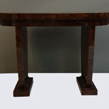 California walnut bramble console table with extension cords