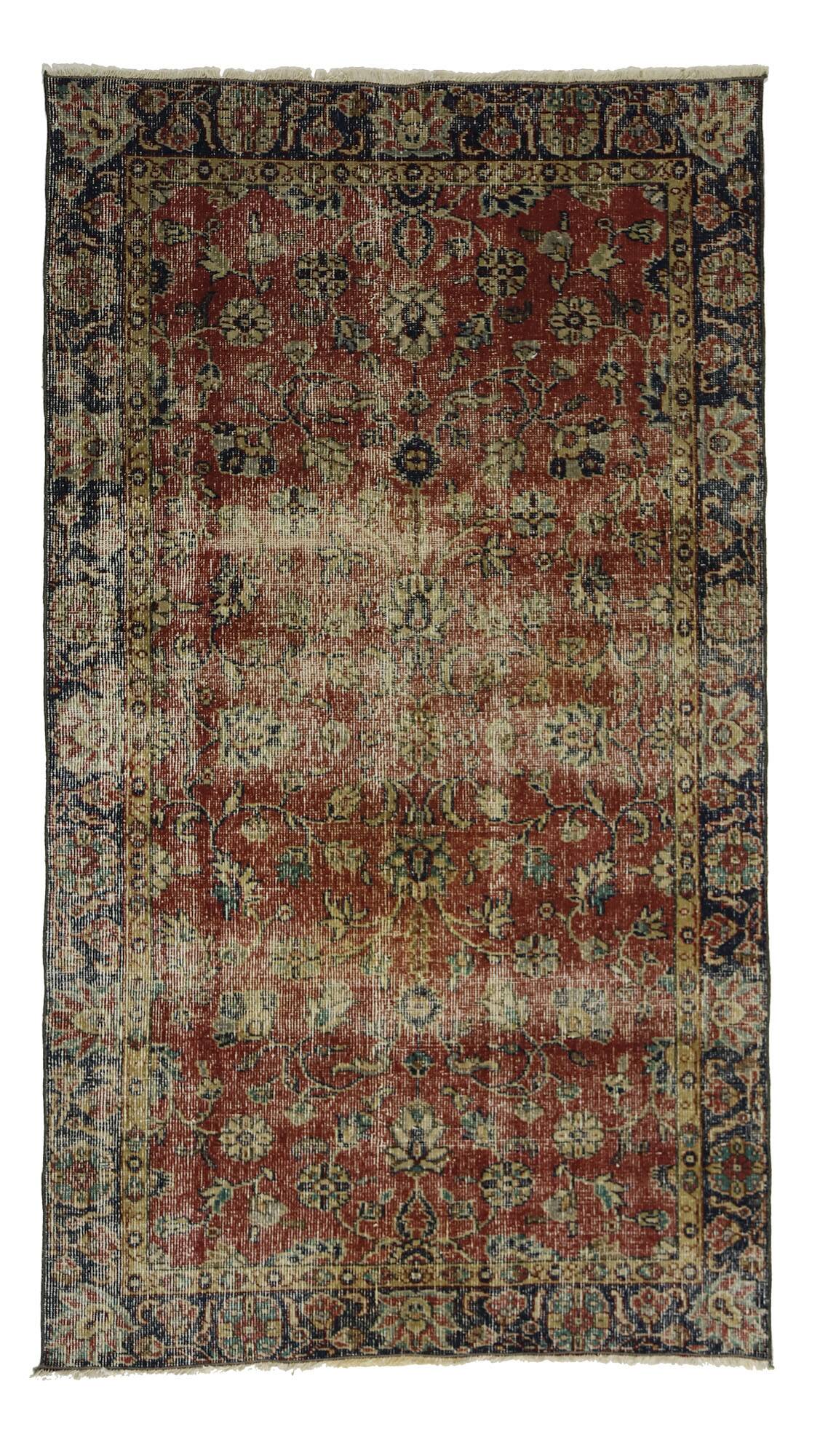 Turkish Anatolian Handmade Vintage Area Rug 190 cm x 107 cm