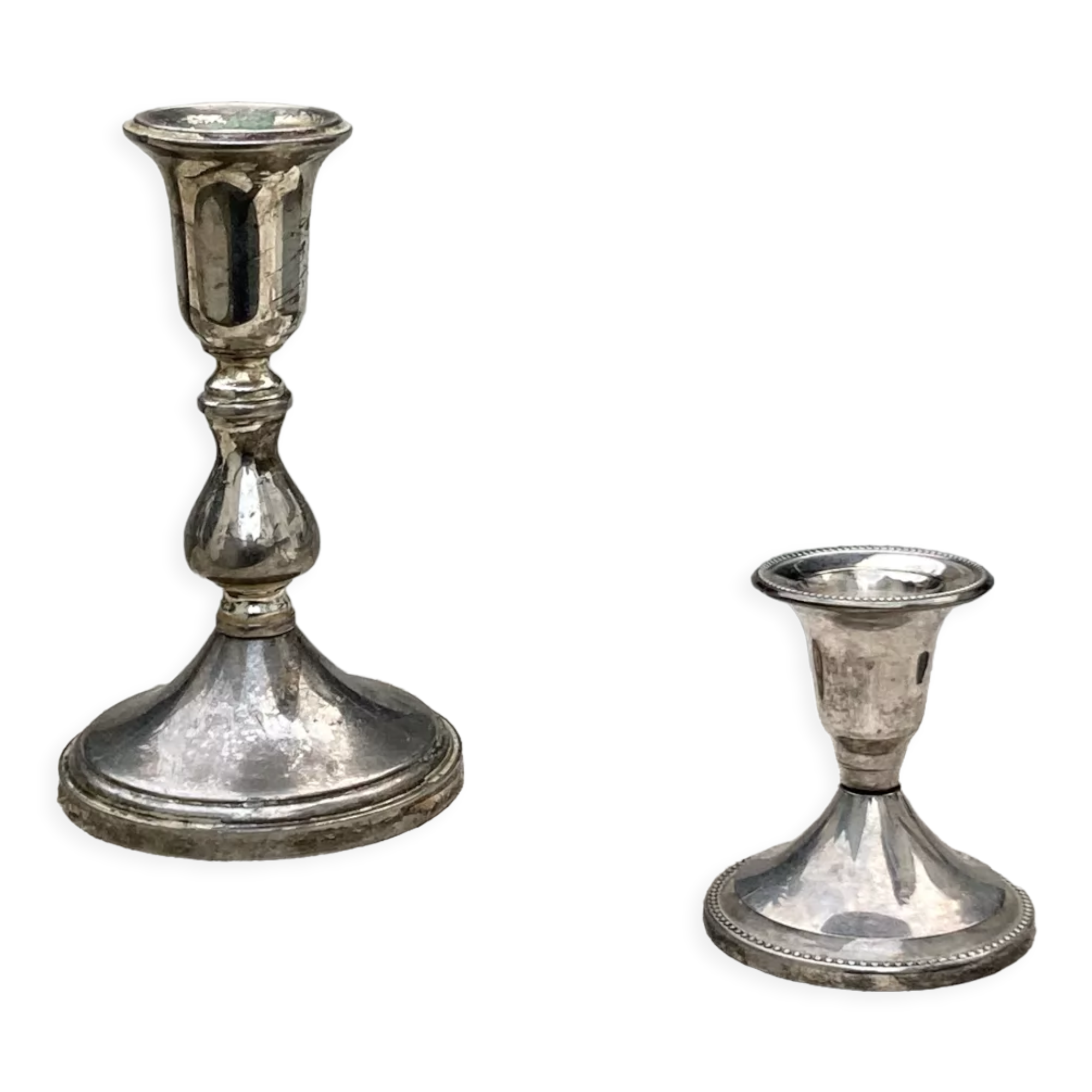 Two antique candle holders
