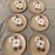 6 beige stoneware plates white flower patterns vintage wolf mill