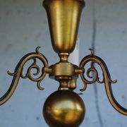 Lustre hollandais en laiton doré à 3 bras de lumière