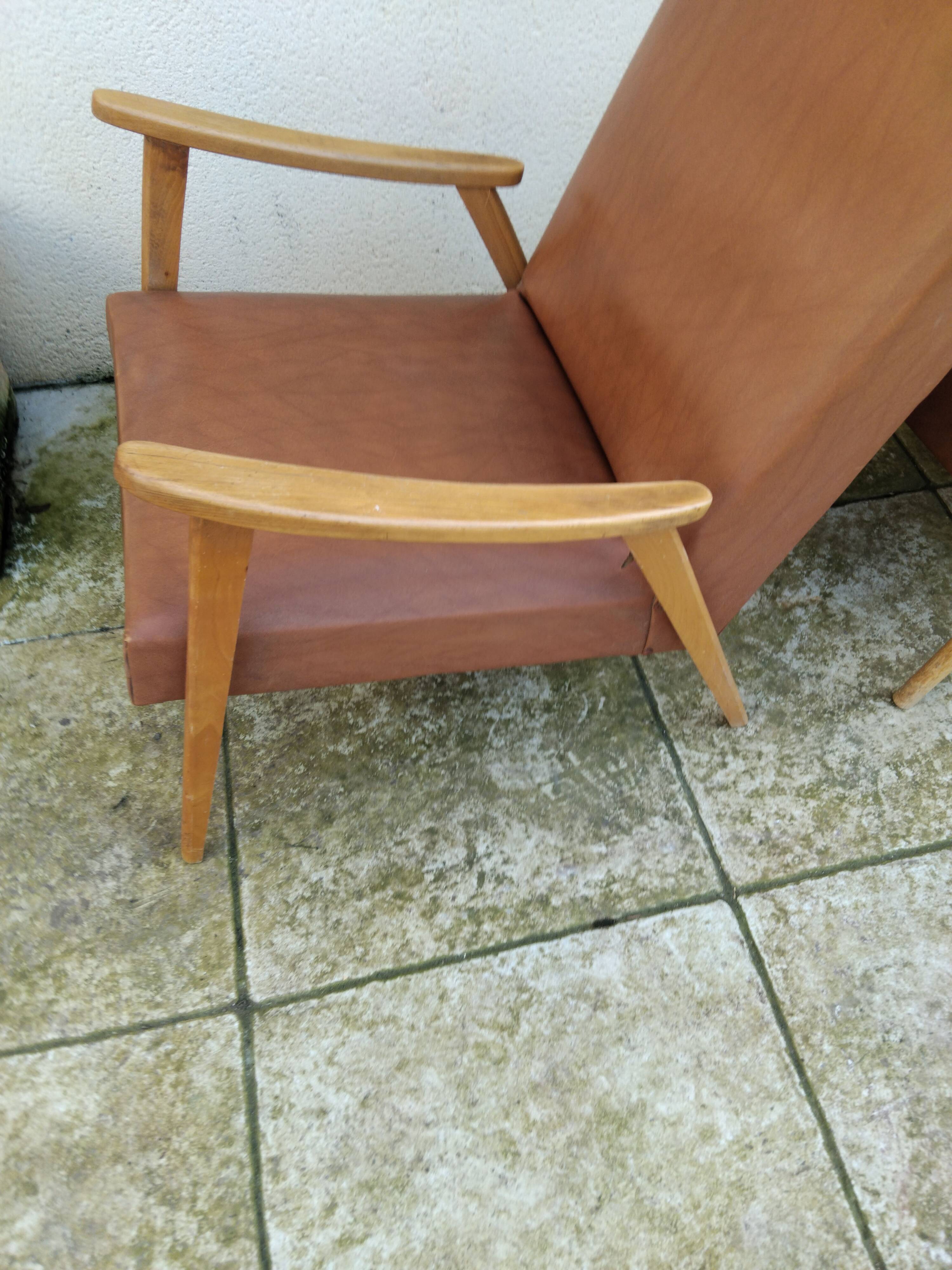 Paire de fauteuil vintage année 50 60 pieds compas scandinave