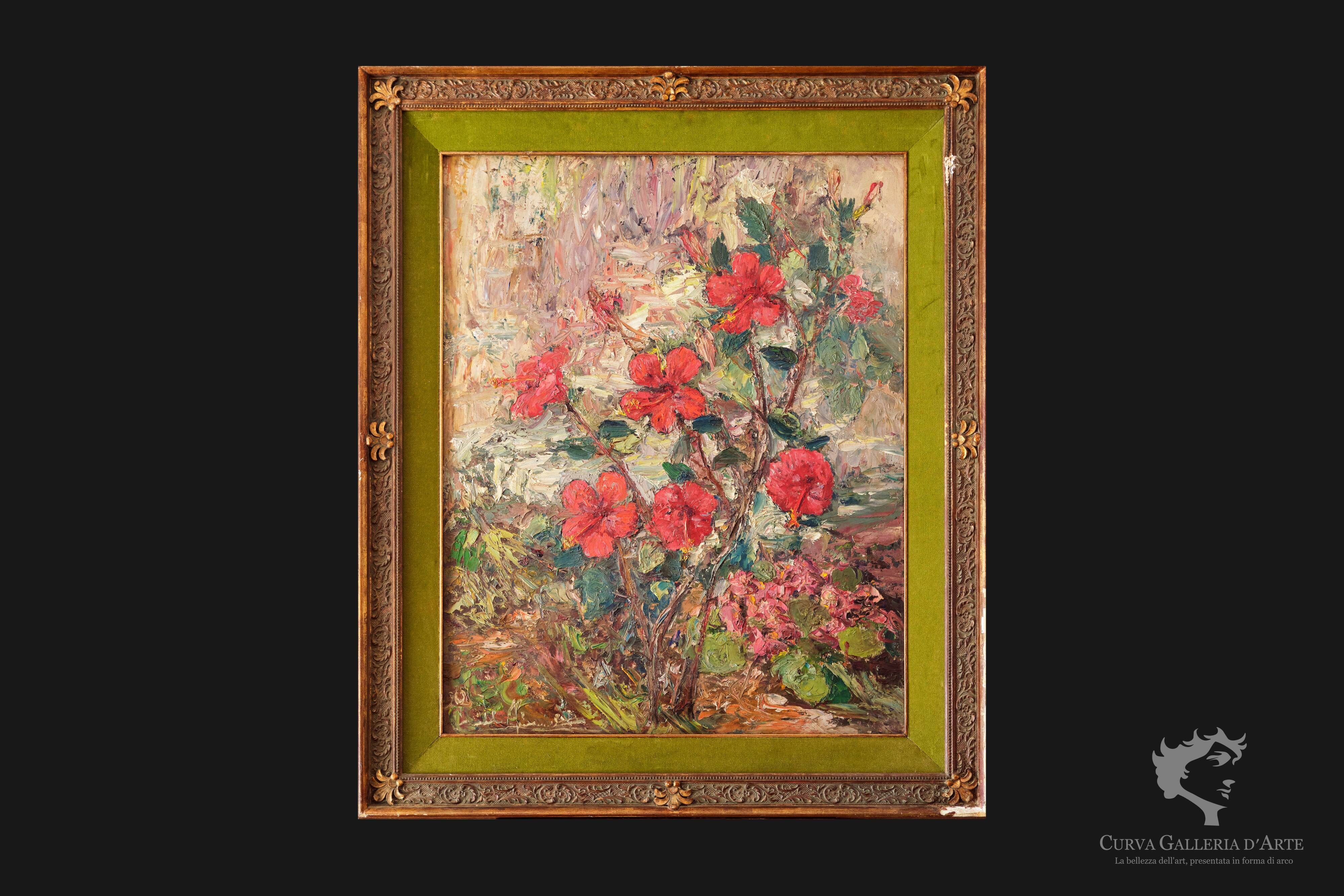 <hibiscus rosa-sinensis>,carlo aimetti (bisuschio, 1901-1980)