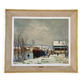 Tableau paysage de neige Amédée Boucher.