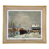 Tableau paysage de neige Amédée Boucher.