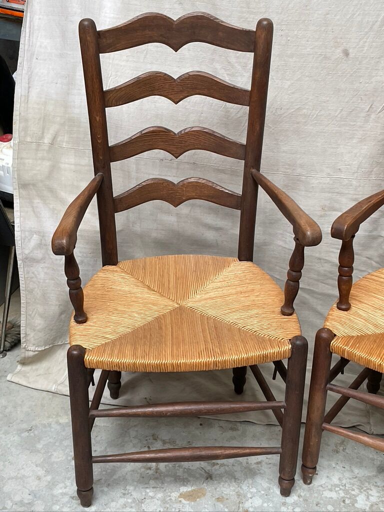 Pair of straw armchairs
