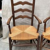 Pair of straw armchairs