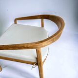 Deep XL teak wood chaise longue with cushion