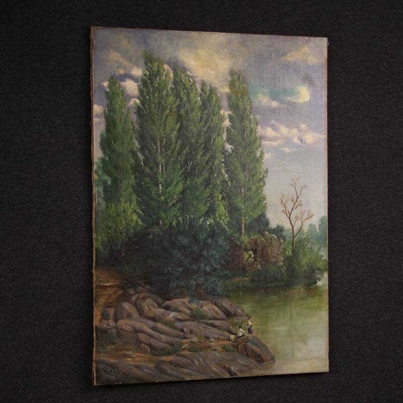 Spanish landscape painting signed C. Coll 1883