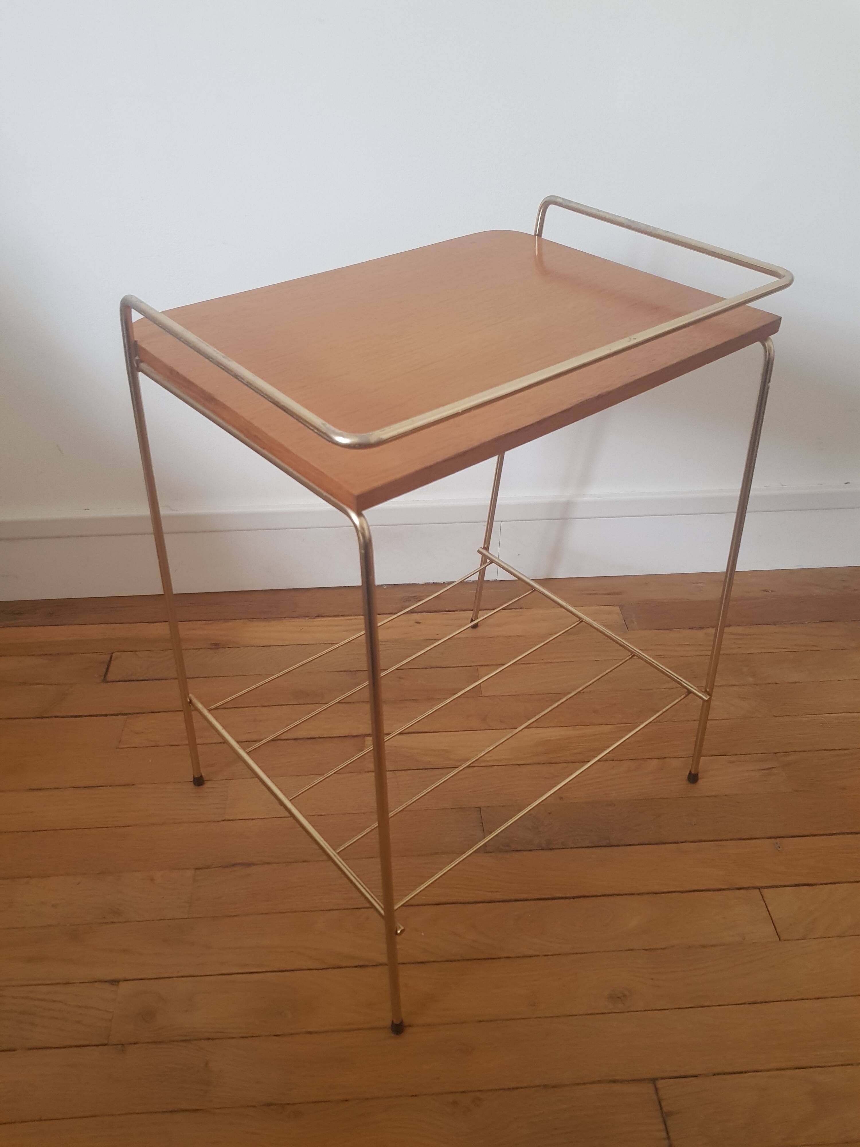 Metal and wood end table