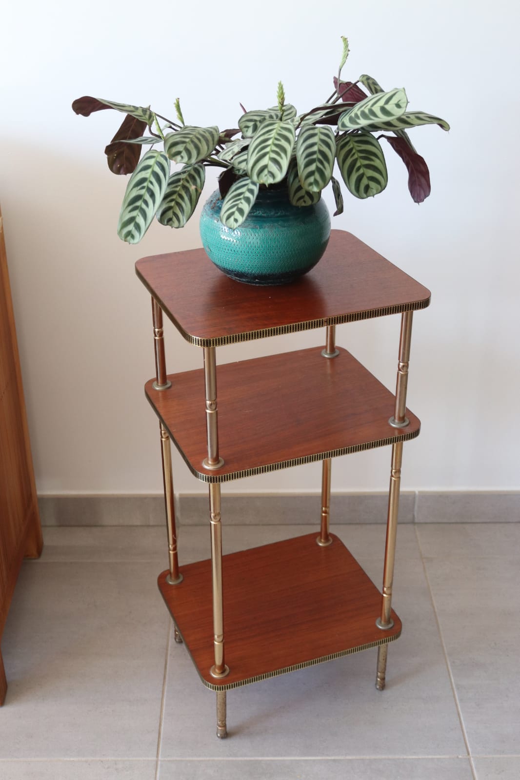 60s teak and brass table