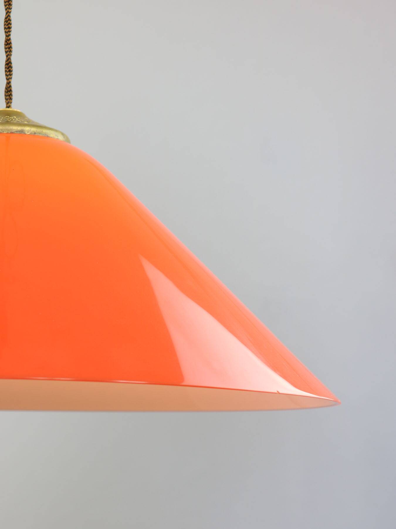Mid-Century Modern Italian Orange Plexiglass and Brass Pendant Lamp, 1960s