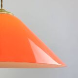 Mid-Century Modern Italian Orange Plexiglass and Brass Pendant Lamp, 1960s