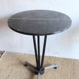 Round bistro table in black marble from the 1950s