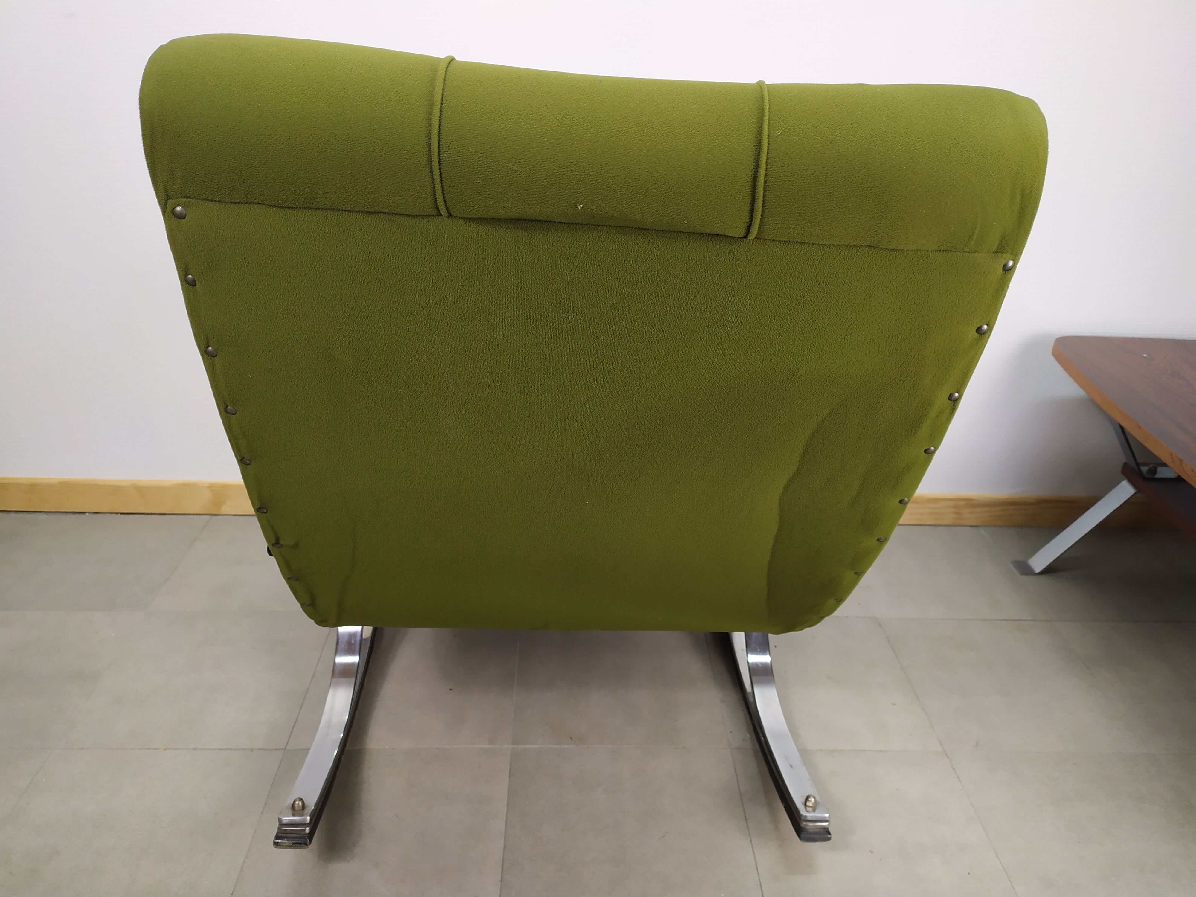 Rocking chair fauteuil a bascule chrome vert - vintage