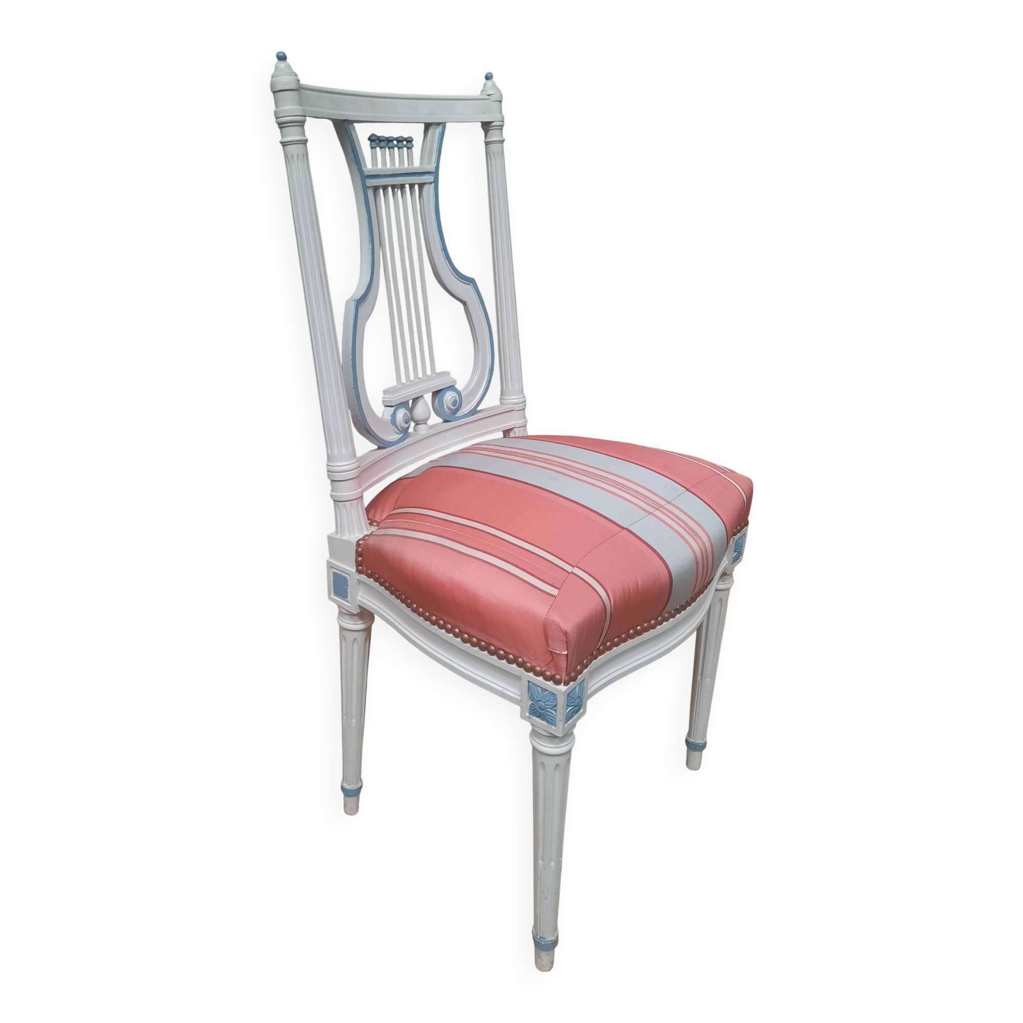 Louis XVI style lacquered chair with lyre back