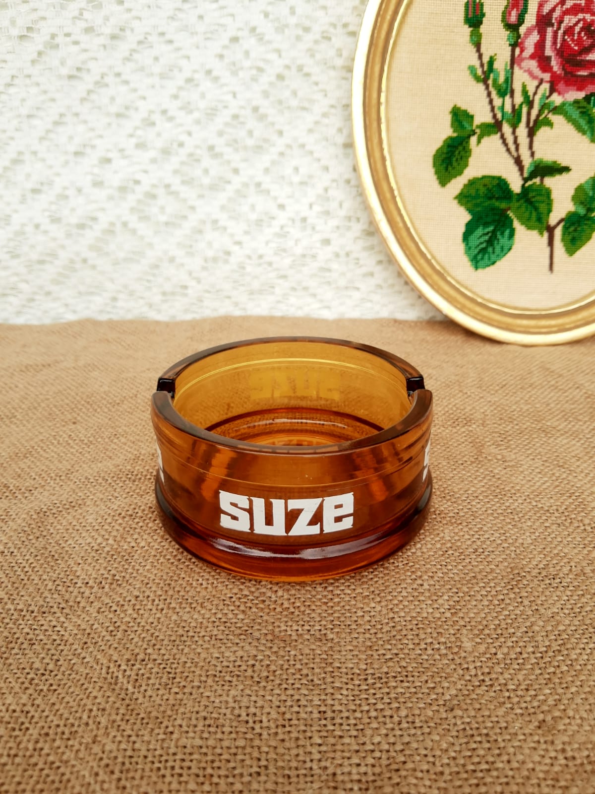 Advertising ashtray Suze vintage amber glass