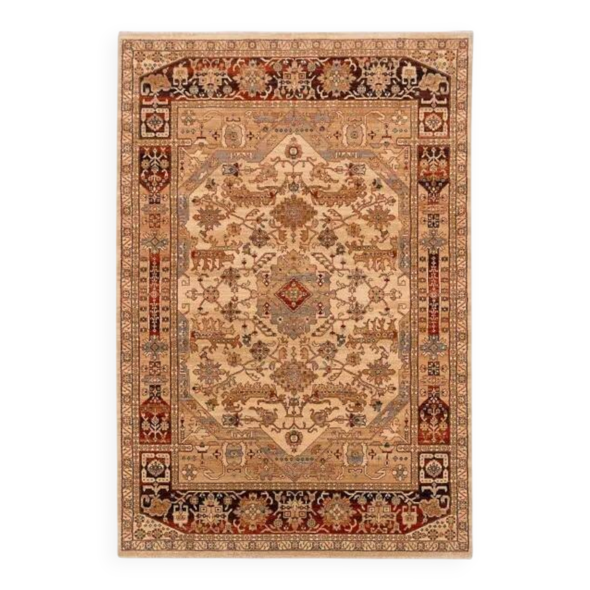 Traditional beige and black oriental rug