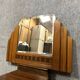 Art Deco period fan mirror in blond oak / circa 1940