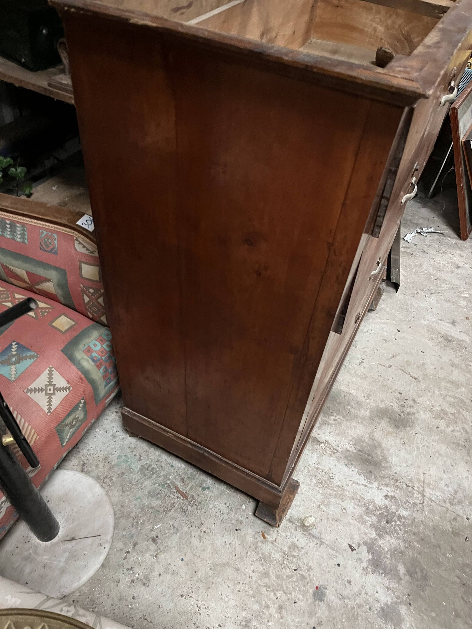 Antique 19th-century wooden chest of drawers with a marble top