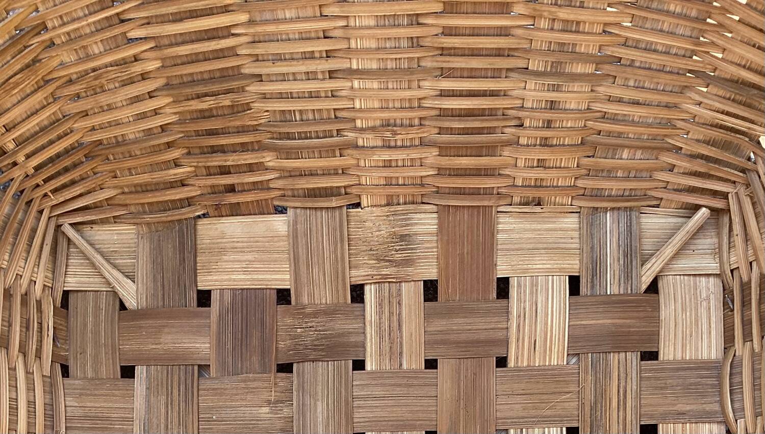 Large flat rattan basket