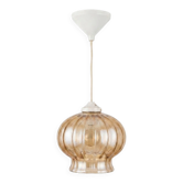 Suspension en verre soufflé ambré côtelé - années 1970