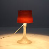 Lampe en verre givré et soie sauvage